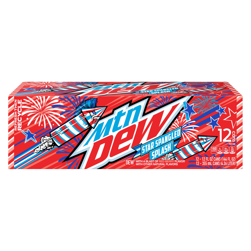 Mtn Dew Star Spangled Splash DEW Red Berry 12pk 12oz Cans