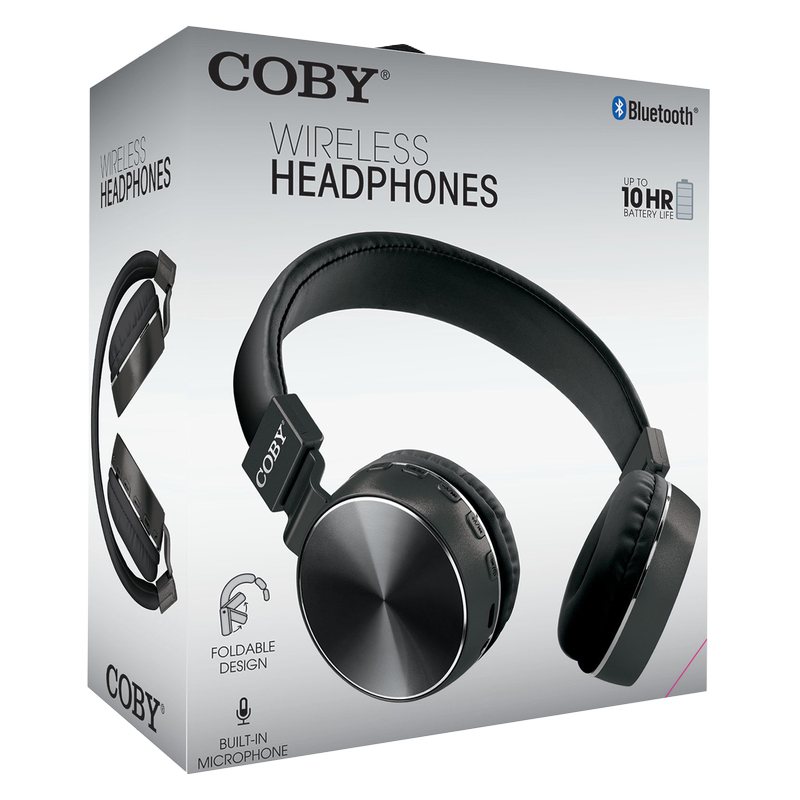Coby Wireless Folding Stereo Headphones Black