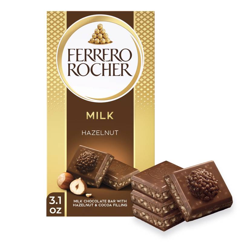 Ferrero Rocher Premium Chocolate Bar, Milk Chocolate Hazelnut, ​3.1 oz