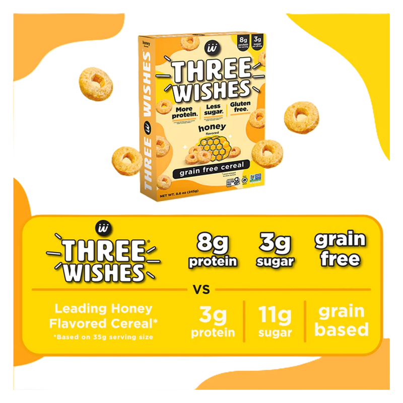 Three Wishes Grain Free Cereal Honey 8.6oz