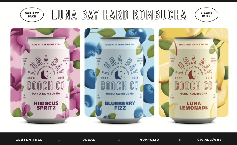 Luna Bay Hard Komucha Variety Pack 6pk 12oz Can 6% ABV