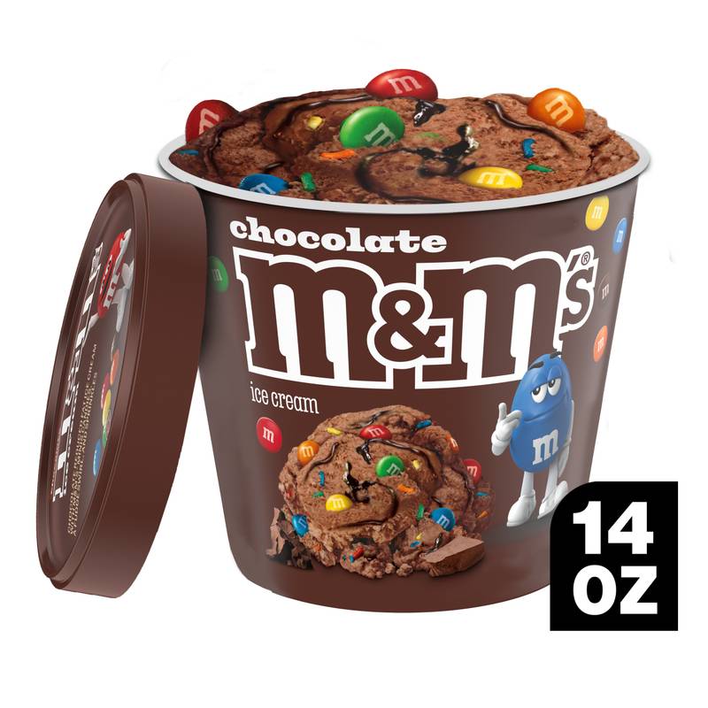 M&M'S Chocolate Ice Cream with M&M'S Minis Candies, Chocolate Fudge Swirls and Rainbow Sprinkles, 14 Oz