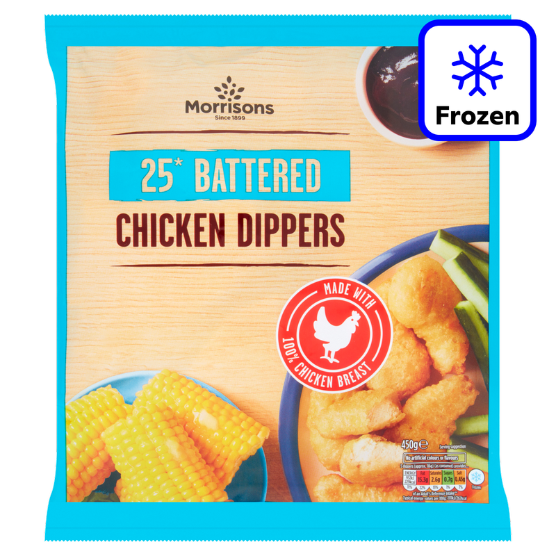 Morrisons 25 Battered Chicken Dippers, 450g