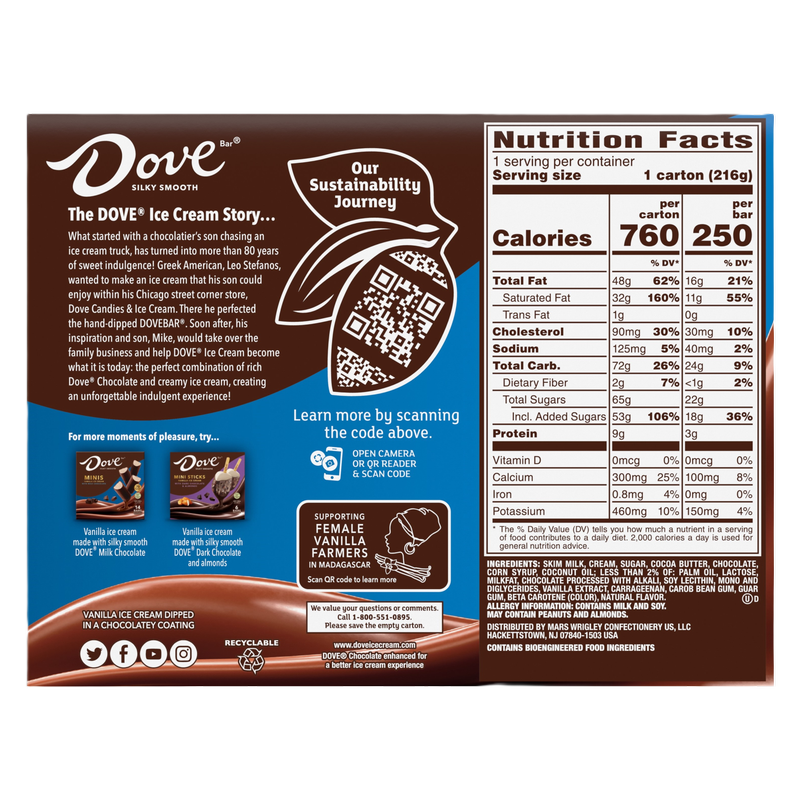 Dove Vanilla Ice Cream Bars Coated With Milk Chocolate 3ct