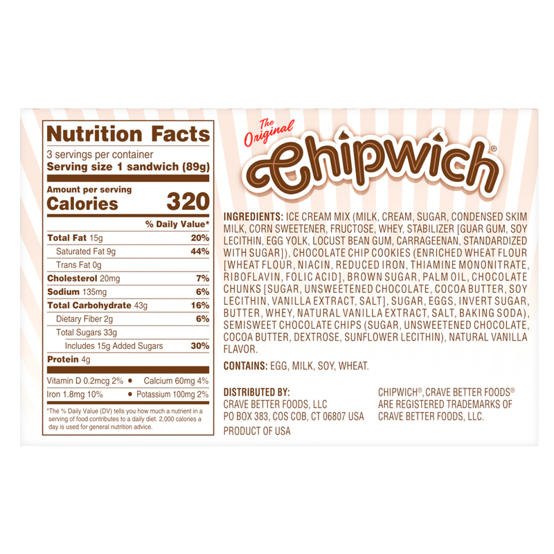Chipwich Original Vanilla Chocolate Chip 12.75oz