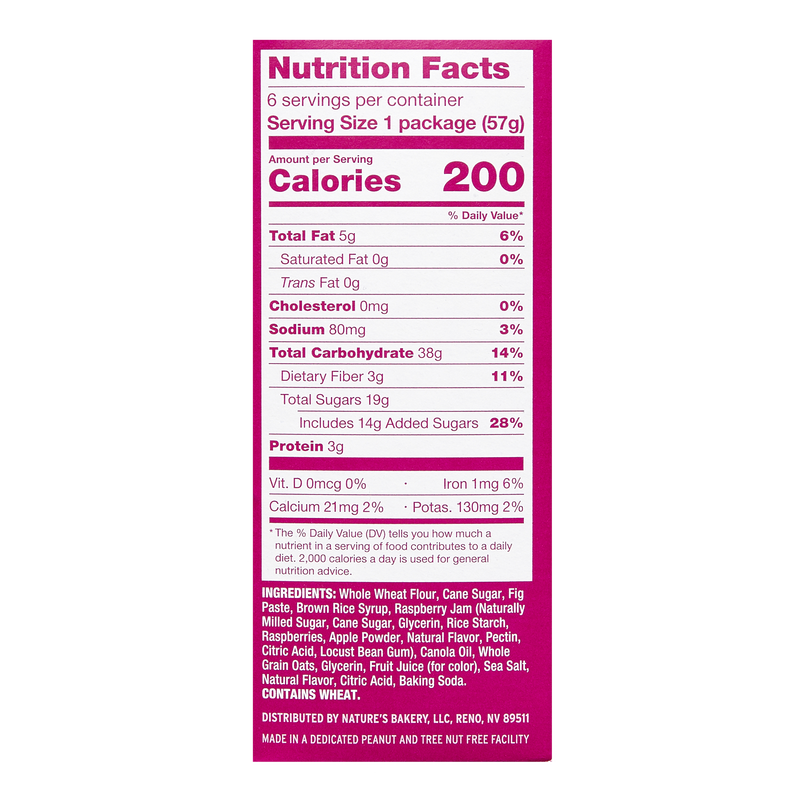 Nature's Bakery Whole Wheat Raspberry Fig Bars 6ct