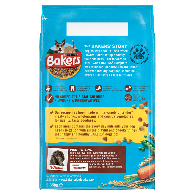 Bakers Small Dry Dog Food Chicken & Veg, 2.85kg