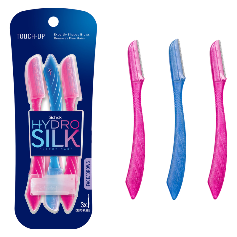 Schick Hydro Silk Touch-Up Dermaplaning Tool with Precision Cover, Face & Eyebrow Razor - 3ct