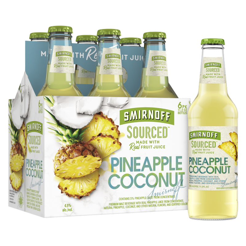 Smirnoff Sourced Pineapple Coconut 6pk 11.2oz Btl