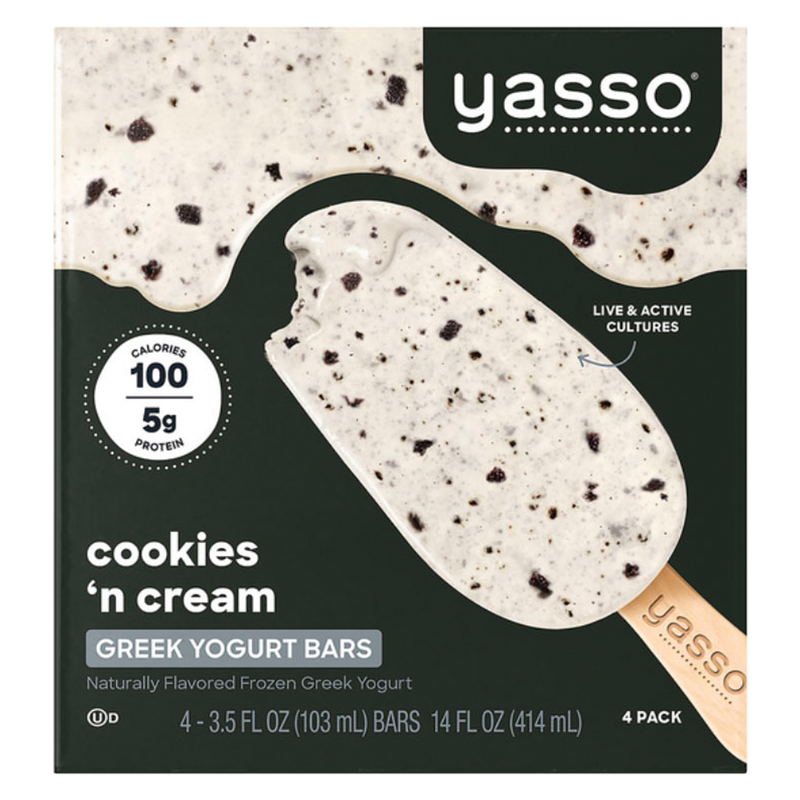 Yasso Frozen Cookie & Cream Greek Yogurt Bar 4ct 14oz