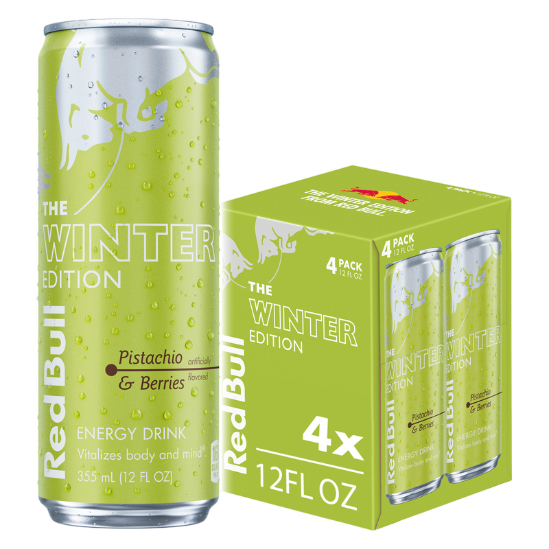 Red Bull Winter Edition Energy Drink, Pistachio & Berries, 4-pack of  12 oz Cans- XL
