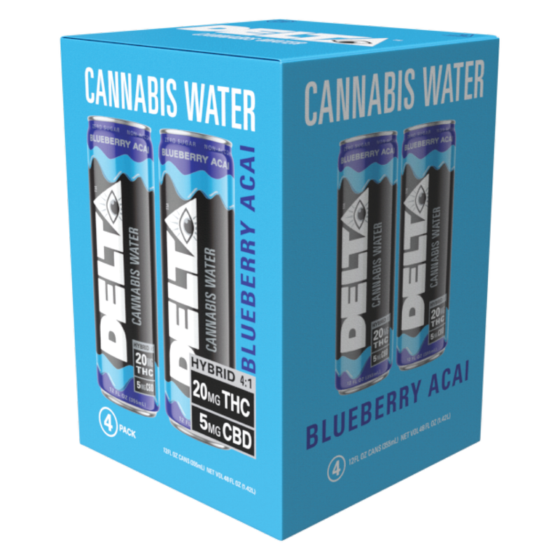 Delta 20mg THC Blueberry Acai Cannabis Water  4pk 12oz Can