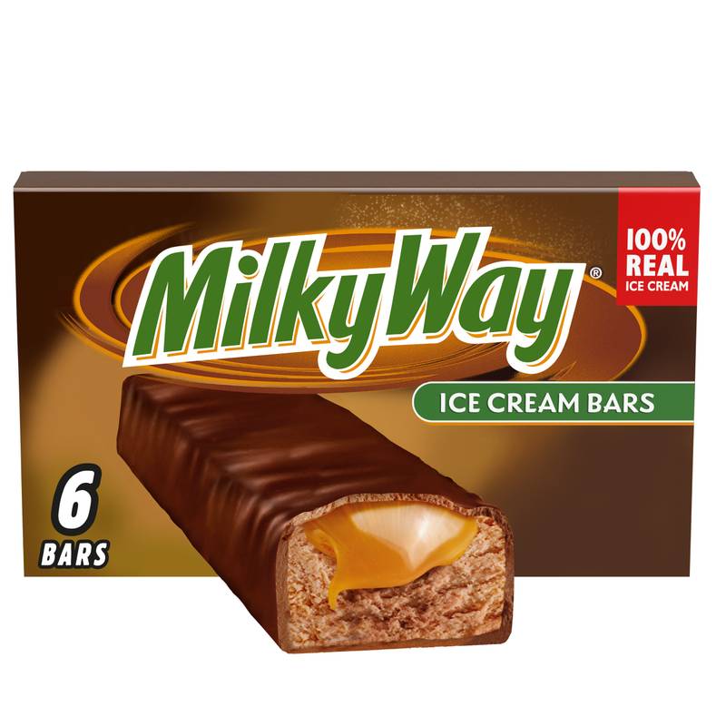 MILKY WAY Caramel and Chocolate Ice Cream Bars, 6 Pack, 2 Oz Bars 