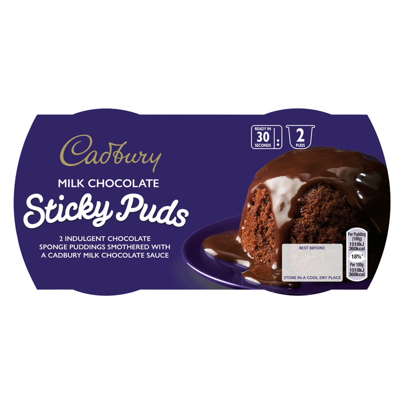 Cadbury Milk Chocolate Sticky Puds, 2 x 95g