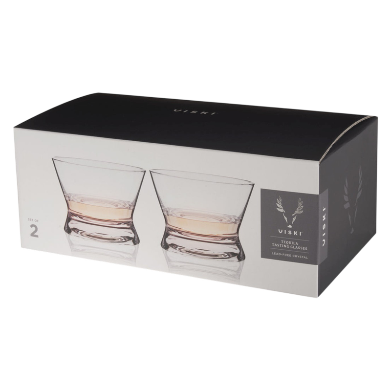 Viski Raye Crystal Tequila Tasting Glasses S/2