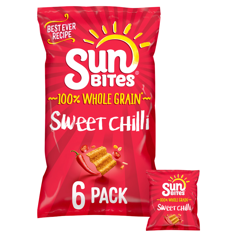 Sunbites Sweet Chilli Multigrain Snacks, 6 x 25g