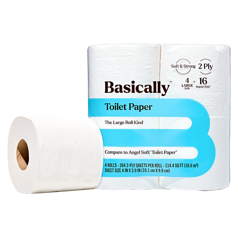 Basically 4ct Large Roll Soft Toilet Paper