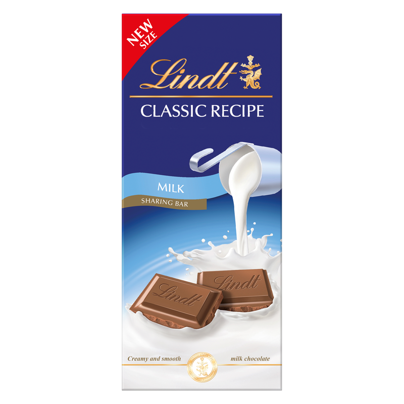 Lindt Classic Recipe Milk Chocolate Bar, 190g