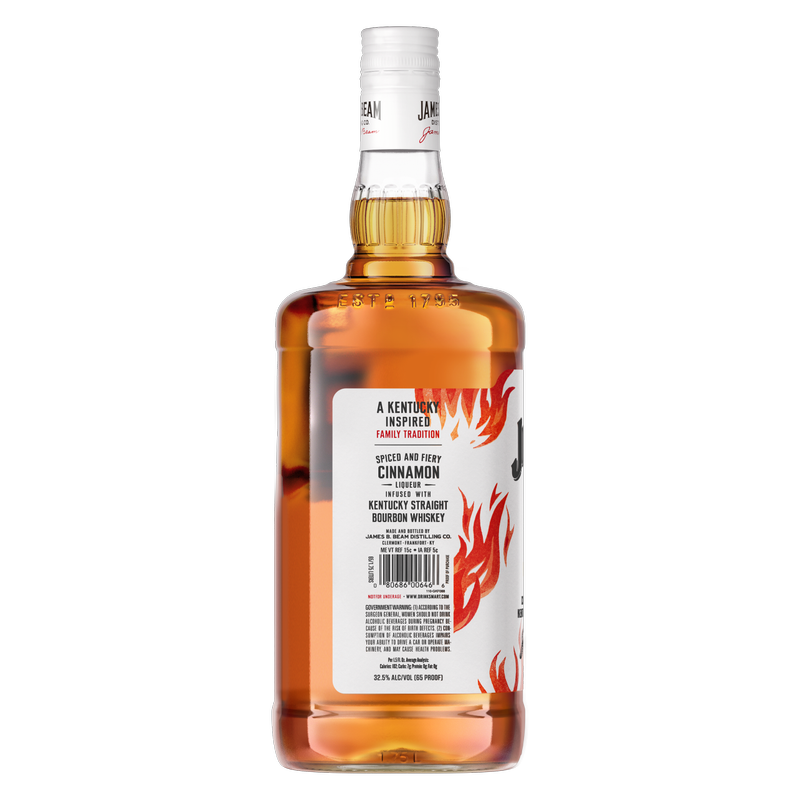 Jim Beam Kentucky Fire Cinnamon Liqueur with Kentucky Straight Bourbon Whiskey 1.75 L