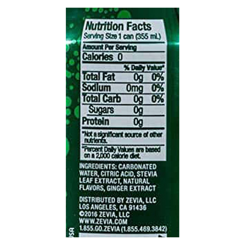 Zevia Zero Calorie Soda Ginger Ale 6pk 12oz Can