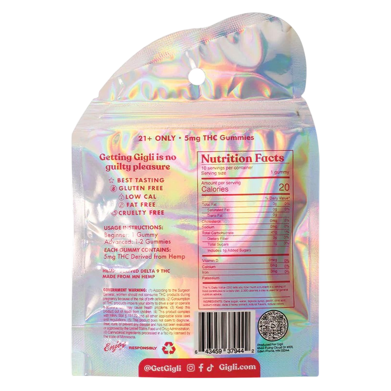 Gigli Watermelon THC-Infused Gummies 5 mg THC, 10ct.