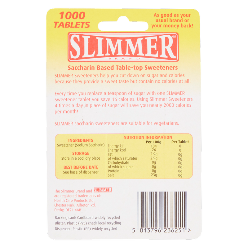 Slimmer Mini Sweeteners, 1000pcs