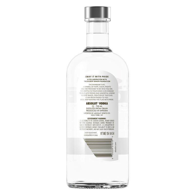 Absolut Original Vodka Pride Edition 750ml (80 proof)