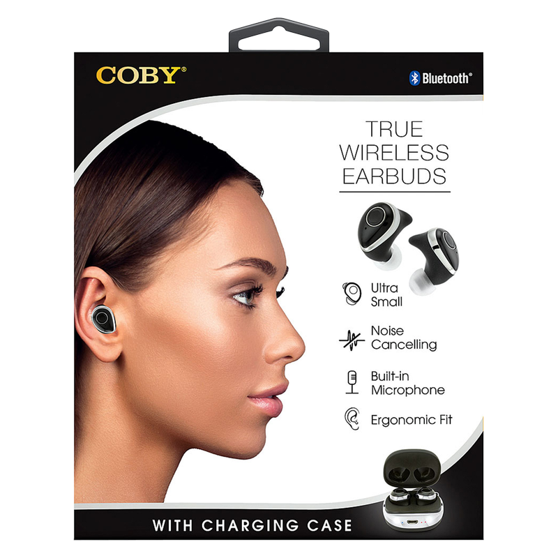 Coby Black & Silver Bluetooth Wireless Earbuds