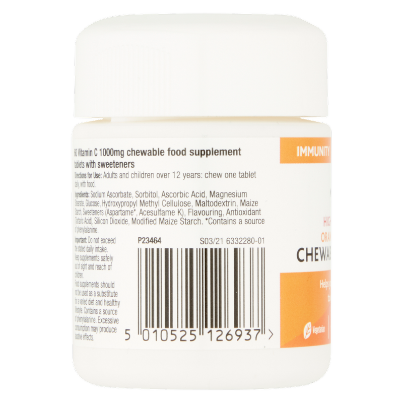Morrisons Orange Flavour Chewable Vitamin C 1000mg, 60pcs