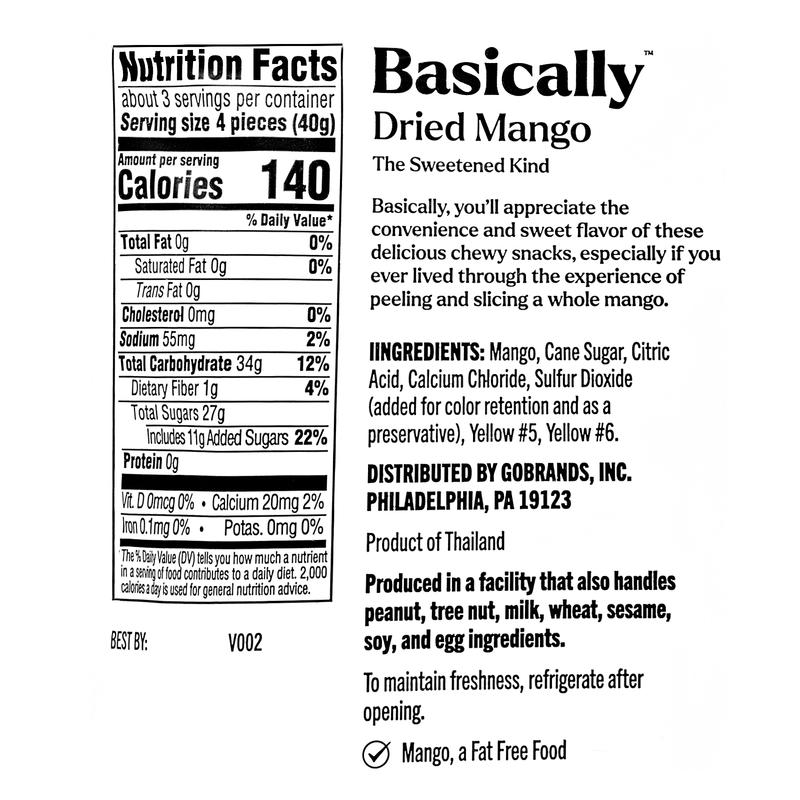 Basically, Dried Sweetened Mango 4.5oz