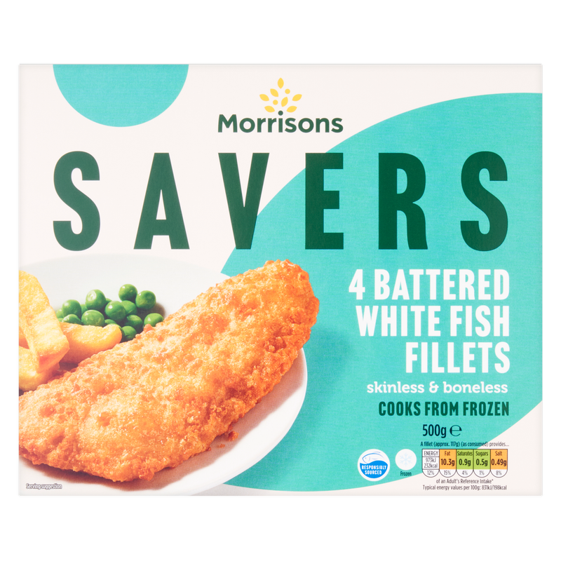 Morrisons Savers Battered White Fish, 500g