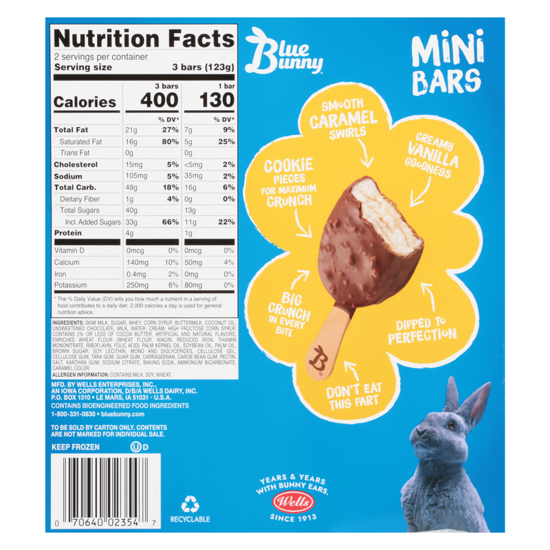 Blue Bunny Vanilla Caramel Crunch Mini Bars 6ct