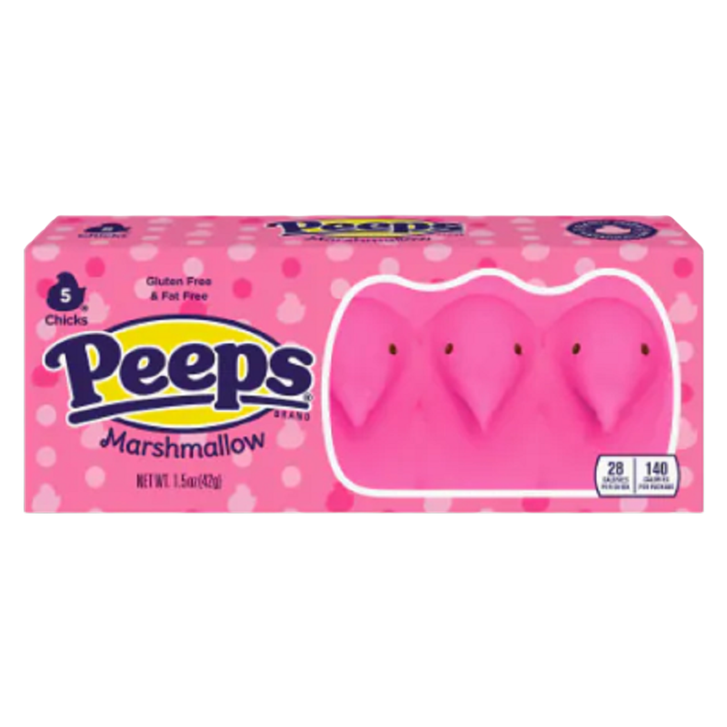 PEEPS, Pink Marshmallow Chicks Easter Candy, 5 Count