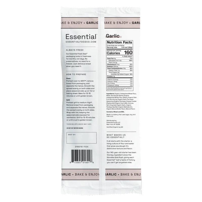 The Essential Baking Company Organic Take & Bake Garlic Bread - 16oz