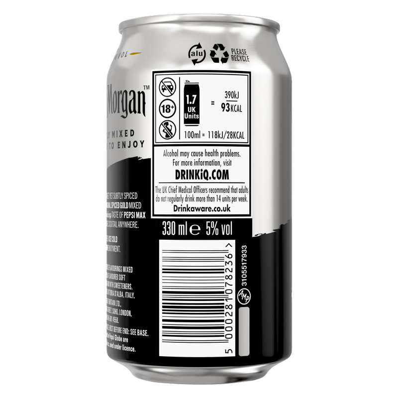 Captain Morgan Original Spiced Gold & Pepsi Max, 330ml