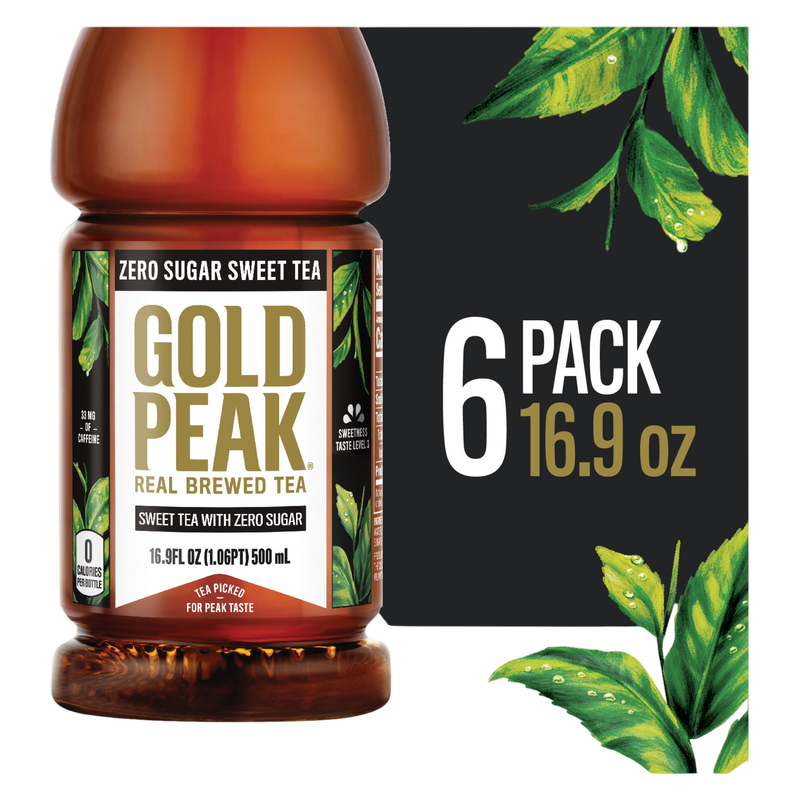 Gold Peak Zero Sugar Sweet Tea Bottles, 16.9 fl oz, 6 Pack