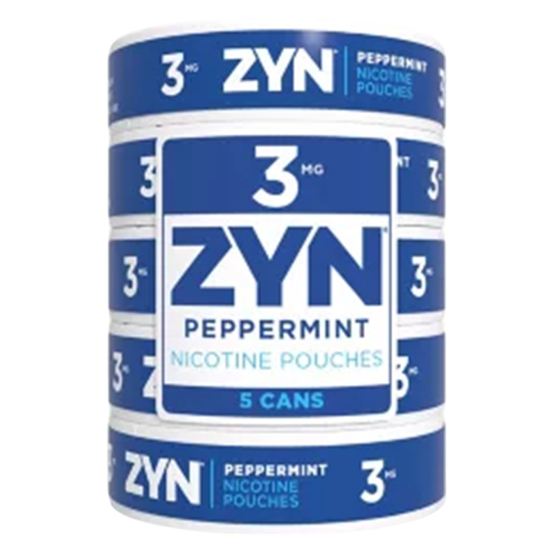 5 Pack ZYN Nicotine Pouches Peppermint 3mg Tin