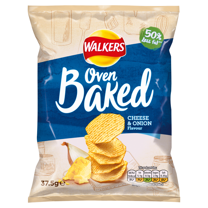 Walkers Baked Cheese & Onion Crisps, 37.5g