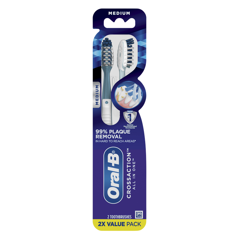 Oral-B CrossAction All In One Toothbrush Medium 2ct