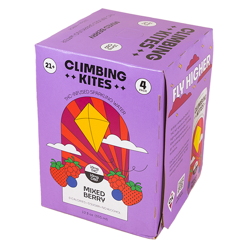 Climbing Kites Mixed Berry 10mg THC Sparkling Water 4pk 12oz Can