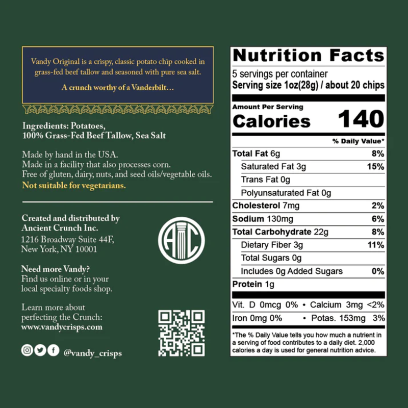 Vandy Crisps, Original, 5oz