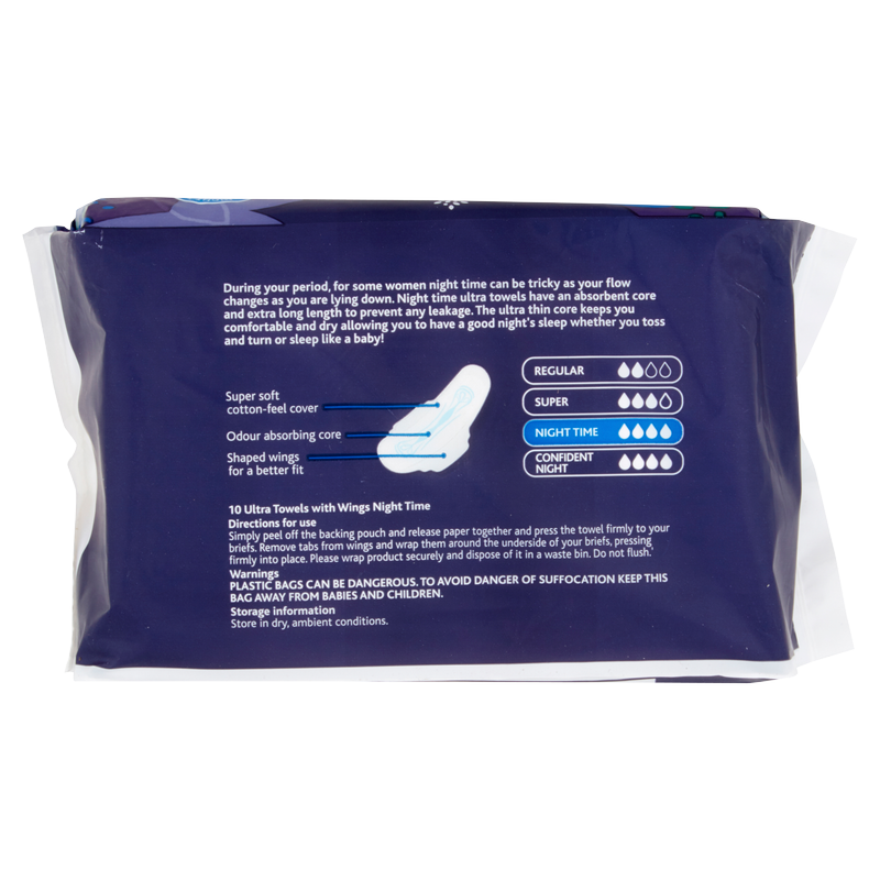 Morrisons Night Time Ultra Pads with Wings, 10pcs