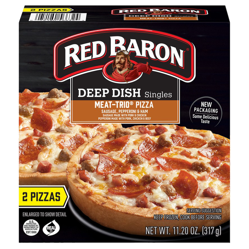 Red Baron Deep Dish Meat Trio Single Pizzas 2ct
