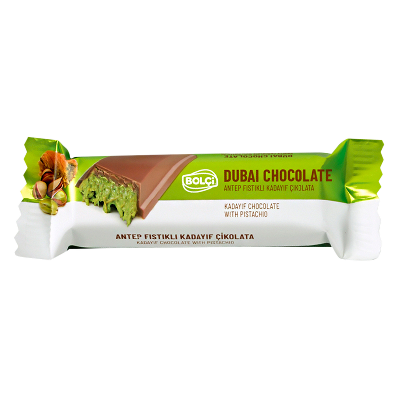 Bolci Dubai Milk Chocolate Bar with Pistachio Kadayif Filling, 30g