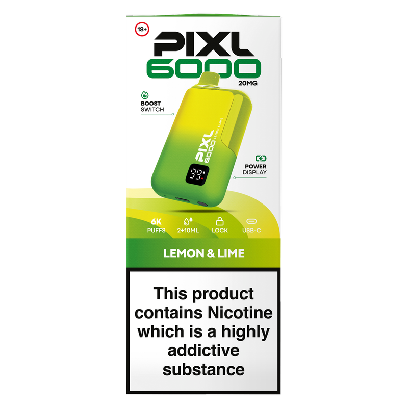 Pixl 6000 Lemon & Lime 20mg/ml, 1pcs