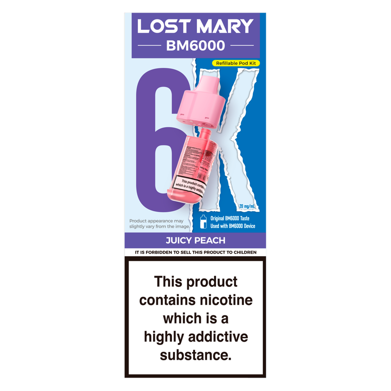 Lost Mary BM6000 Refill Pod Juicy Peach 20mg/ml, 1pcs : fast delivery by  App or Online