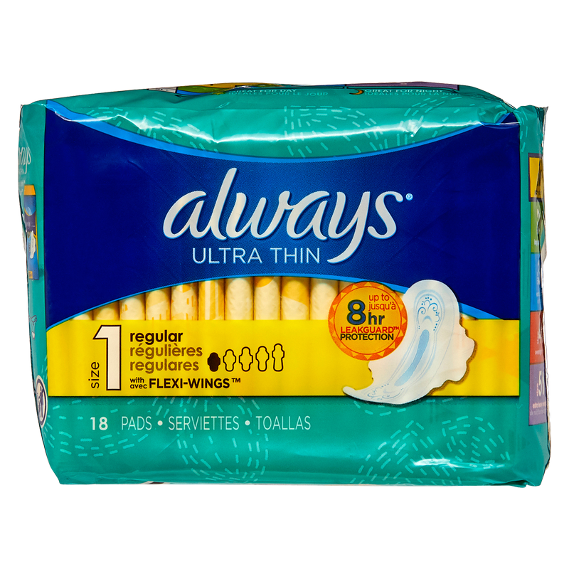 Always Ultra Thin Regular with Wings 18 ct