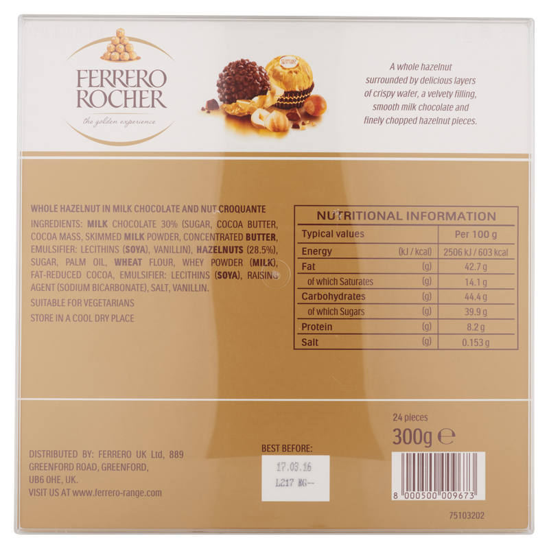 Ferrero Rocher Gift Box of Chocolate 24 Pieces, 300g