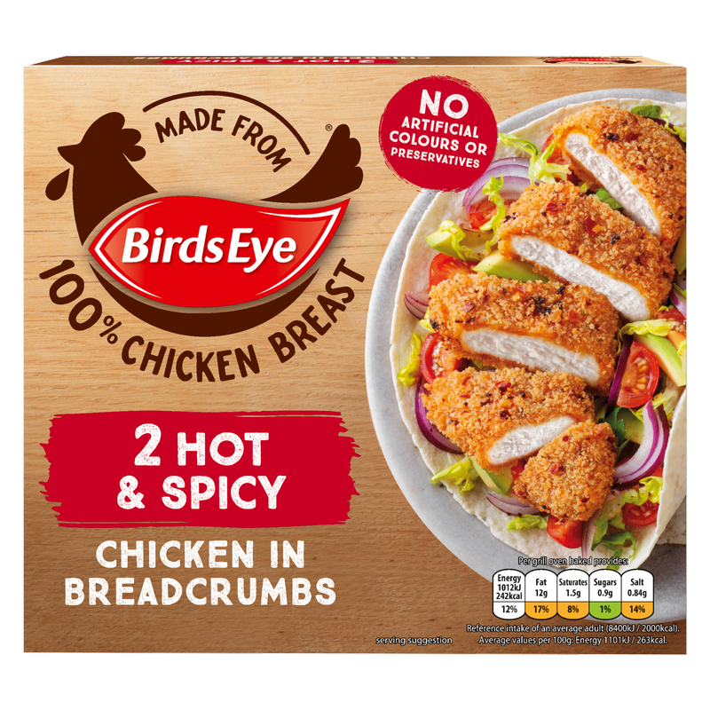 Birds Eye 2 Hot & Spicy Chicken in Breadcrumbs, 180g