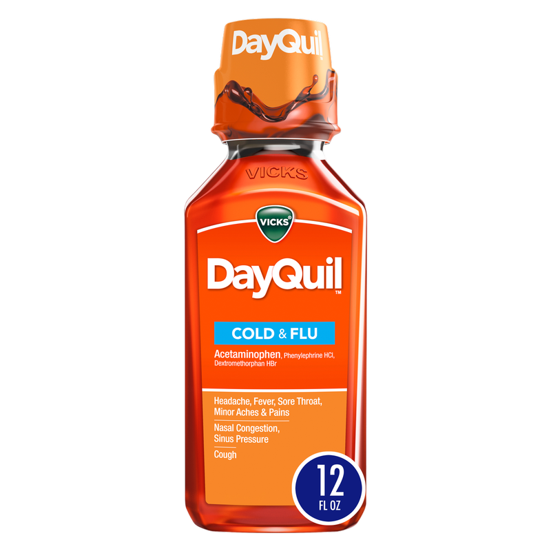 Vicks DayQuil Daytime Cold, Cough and Flu Liquid Medicine 12 Oz